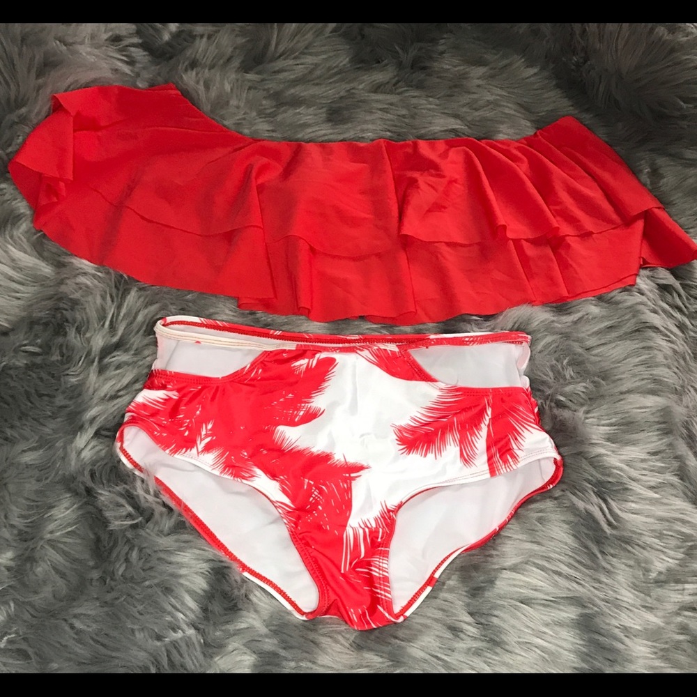 High waisted/off the shoulder 2 piece